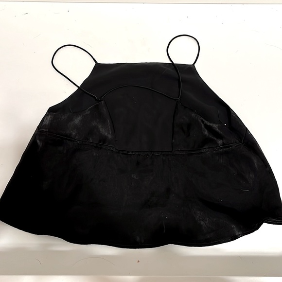 Forever21 - Satin look black cami. Straight/high neck. Open back (see pic 2). - Picture 2 of 2